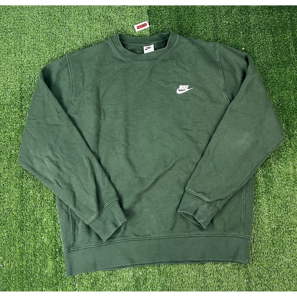 Nike Mens Sportswear Club Fleece Crewneck Sweatshirt Green BV2662-323 Large